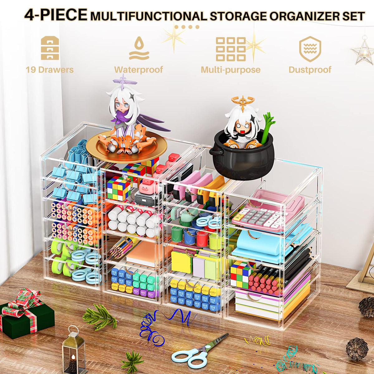 Acrylic Makeup Organizer with 19 Drawers Storage Drawer - YFXCVSL Official Imagery - 8
