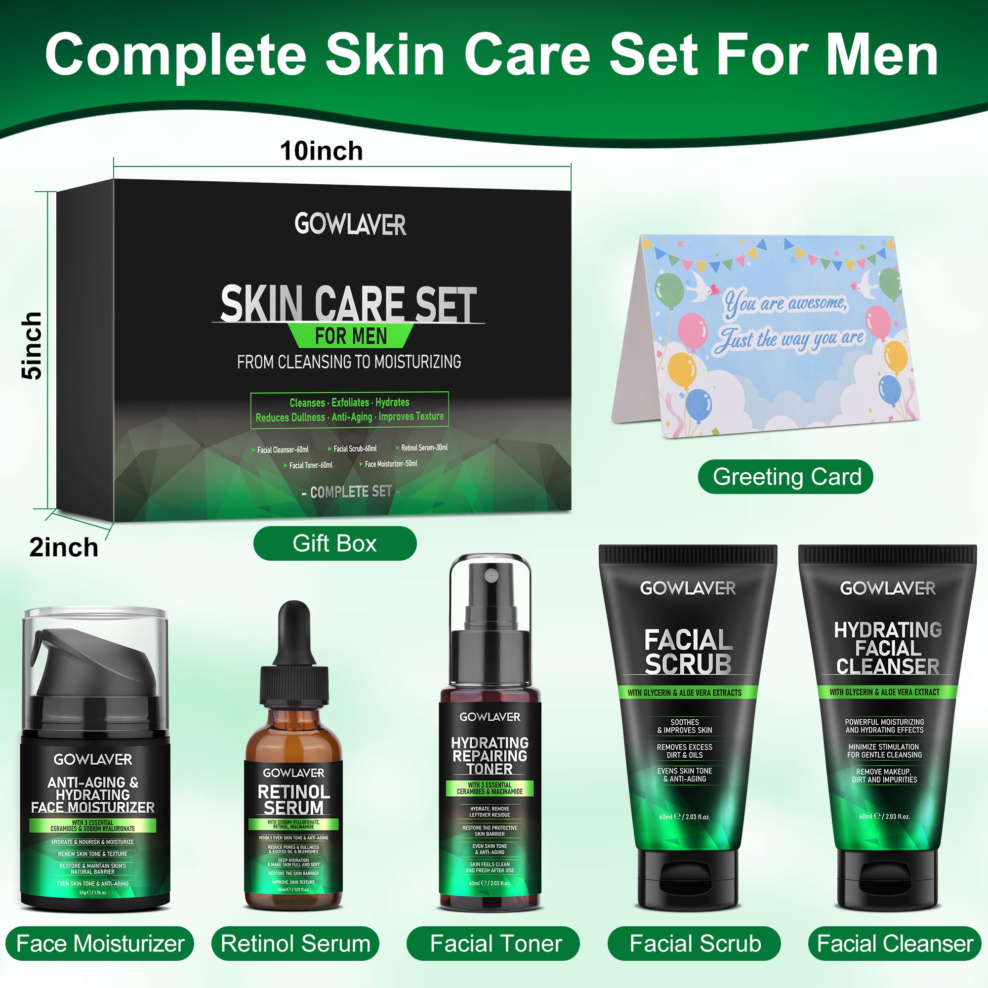 Gifts for Men,Skin Care for Men,Hydrating &amp; Moisturizing - GOWLAVER