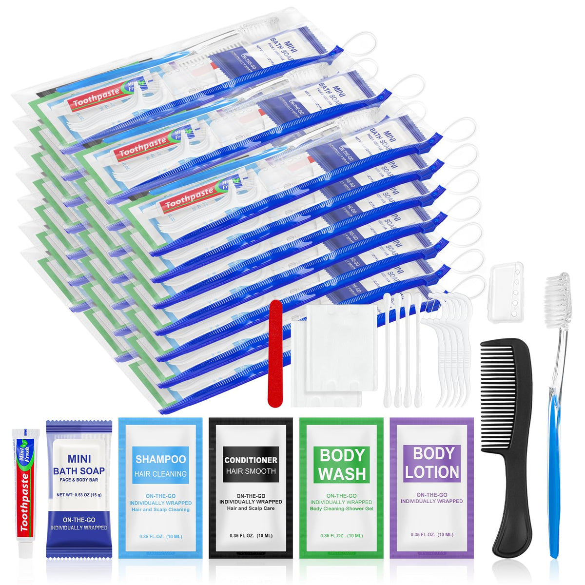 30 Set Personal Hygiene Kit Bulk Blue 12 IN 1 Individually - Xuezoioy Official Imagery - 2