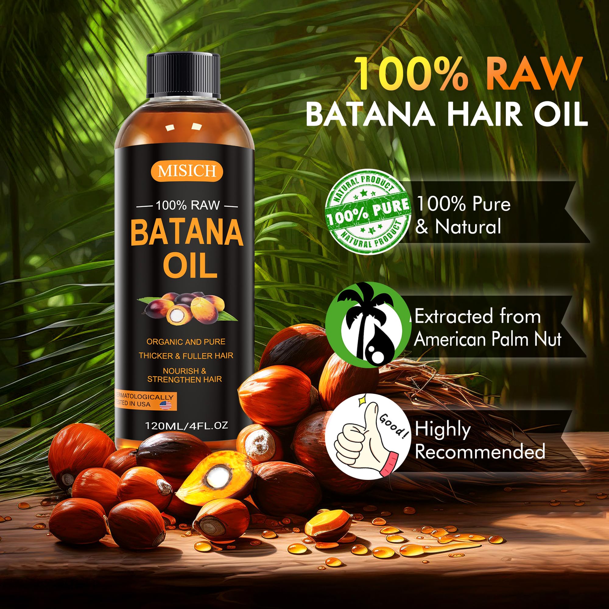 MISICH Raw Batana Oil, 100% Natural Organic Hair Growth Oil , Sourced from - MISICH Official Product View 3