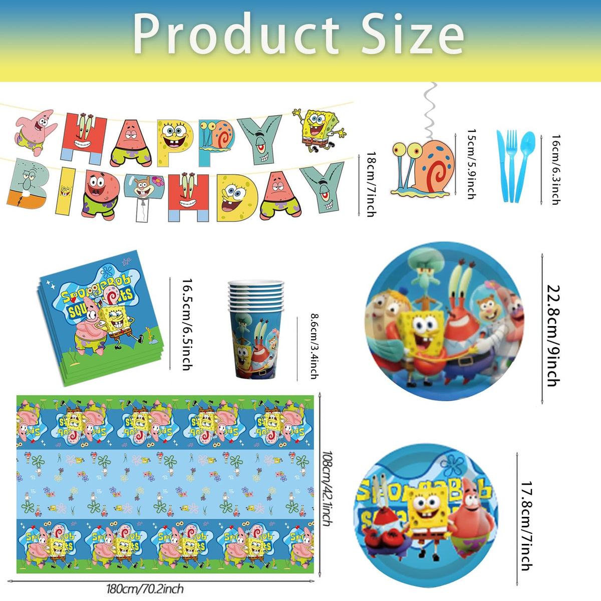 118 Pcs SpongeBob Birthday Party Supplies Set anime Theme - ZyNolimt Official Imagery - 4