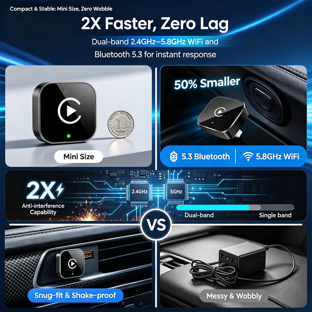 Wireless CarPlay Adapter Supports iPhone Android Phones - YFDUNV Official Imagery - 5