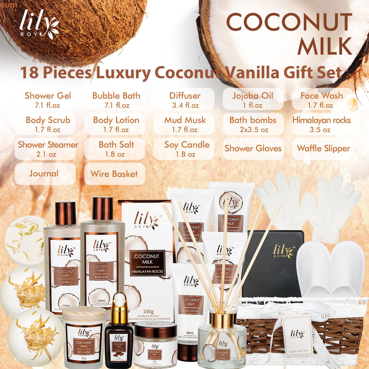 Mothers Day Gifts for Women 18Pcs Bath and Body Gift Basket - LILY ROY Official Imagery - 3