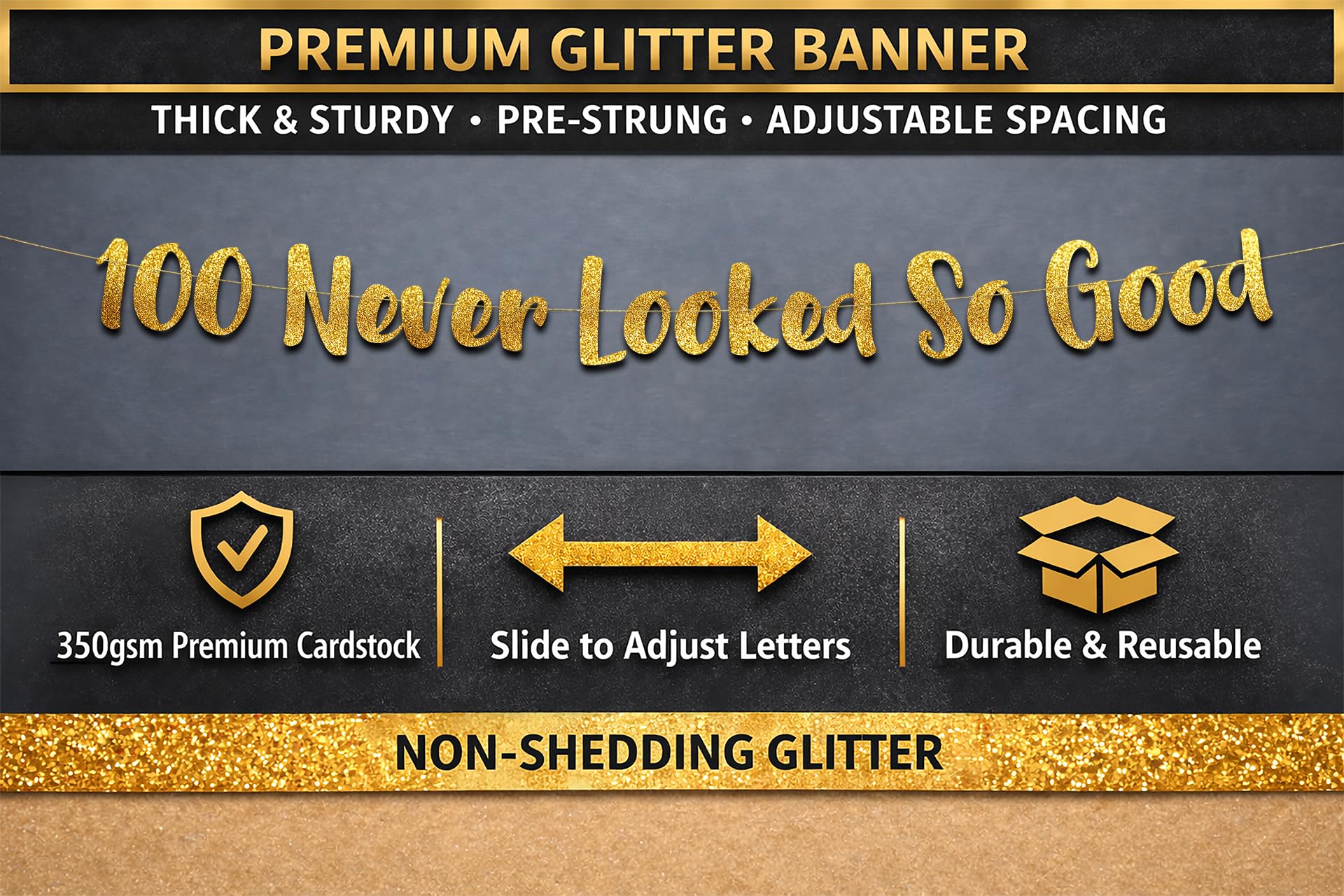 Sterling James Co. Pre-Strung 100 Never Looked So Good Gold Glitt - Sterling James Co. Official Product View 4