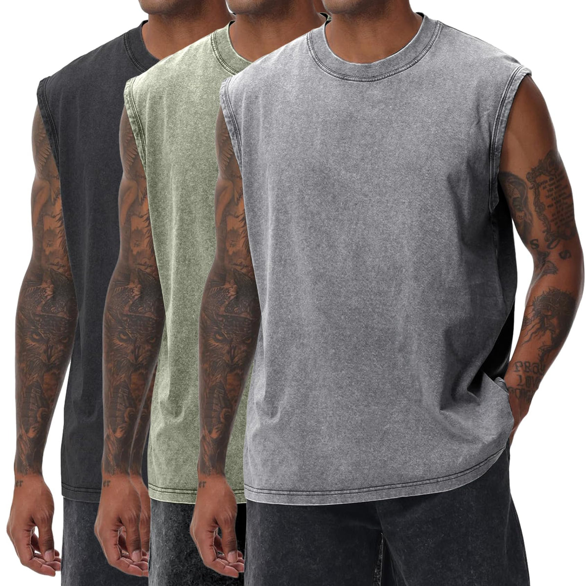Yimoon Mens Tank Tops Workout Sleeveless Shirts Cotton Acid - Yimoon Official Imagery - 1