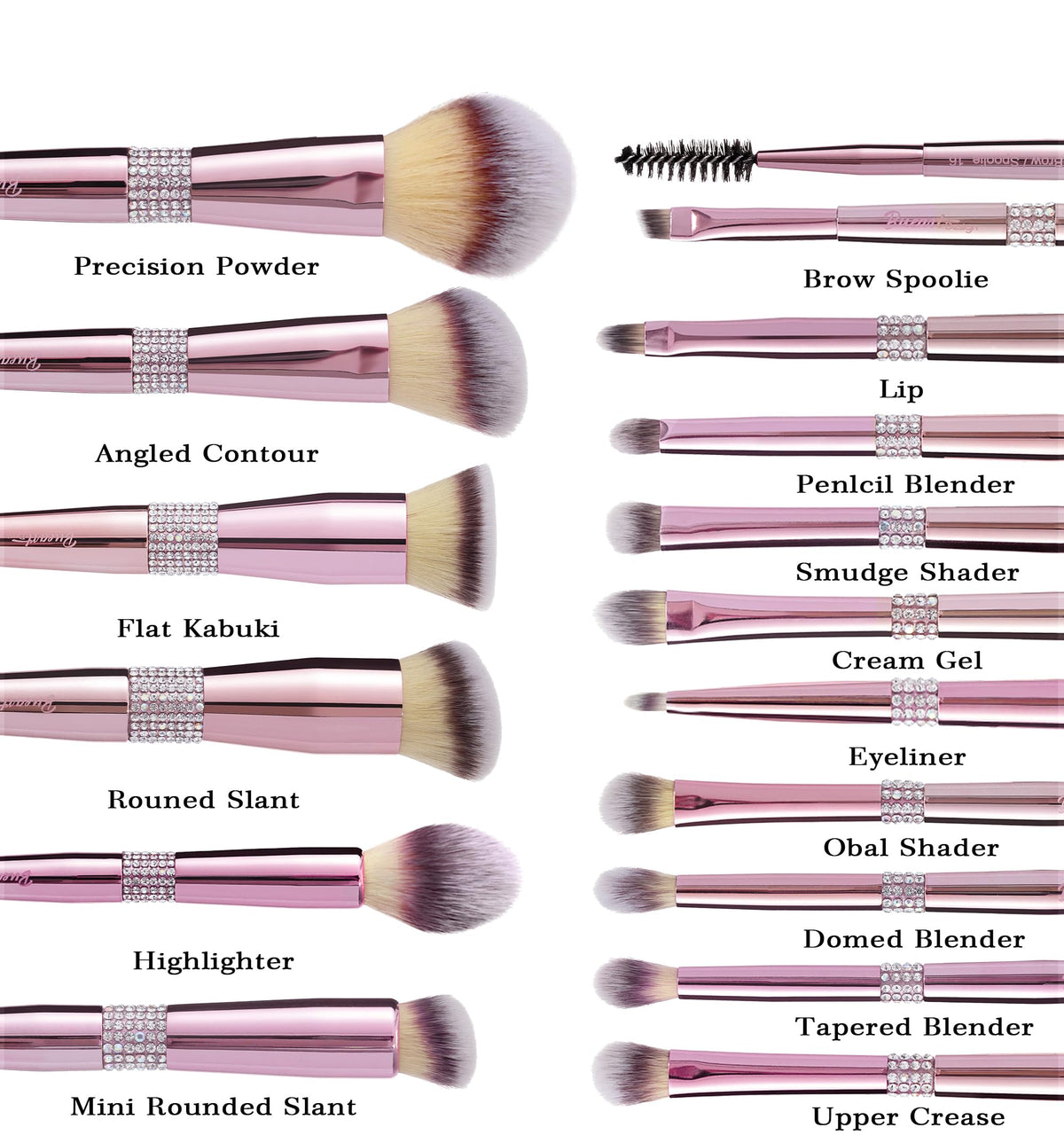 16Pcs Professional Makeup Brushes Set with Elegant Holder - Bueart Design Official Imagery - 5