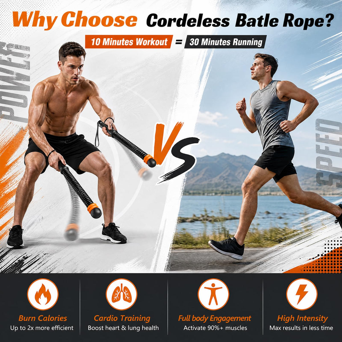UBeesize Weighted Ropeless Battle Rope Fitness Kit with - UBeesize Official Imagery - 5