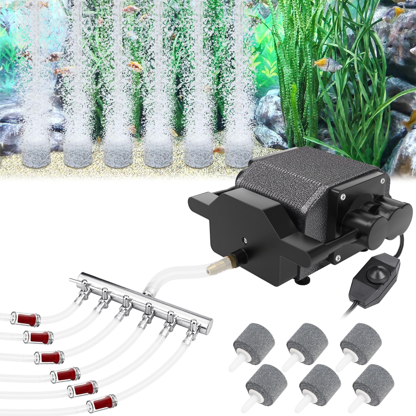 AquaMiracle Quiet Aquarium Air Pump 200/317/475GPH High Pressure - AquaMiracle Official Product View 1