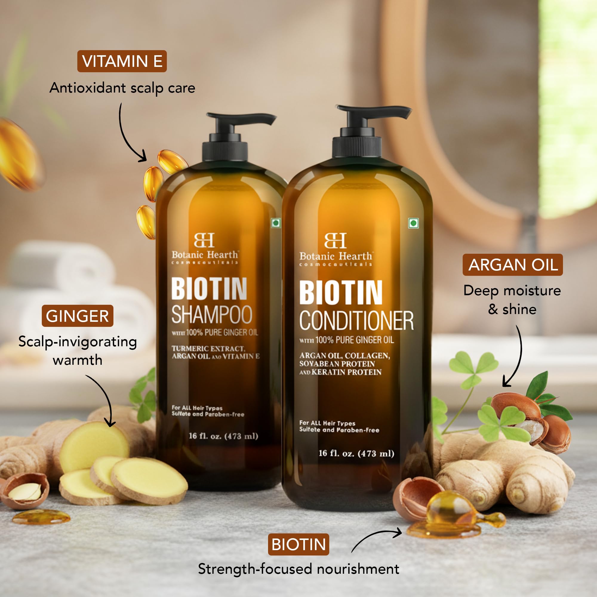 Botanic Hearth Biotin Shampoo and Conditioner Set - with Ginger Oil & Keratin - Botanic Hearth Official Product View 5