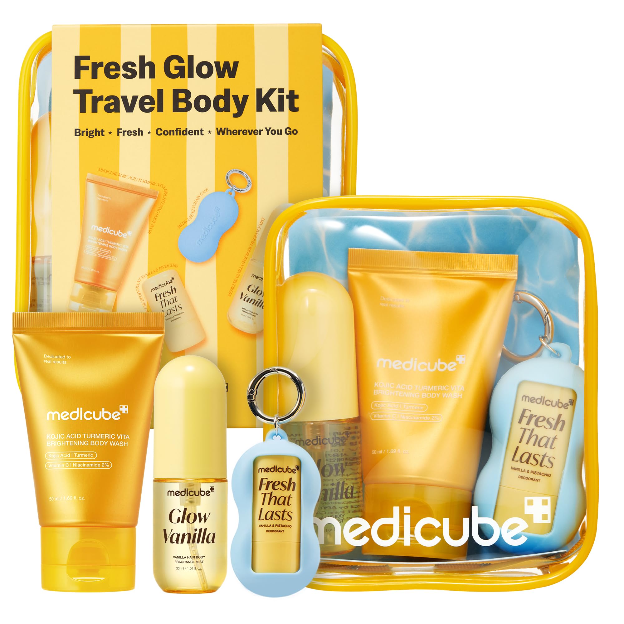 medicube Fresh Glow Body Kit | Travel-Ready Hair & Body Set - Product Imagery