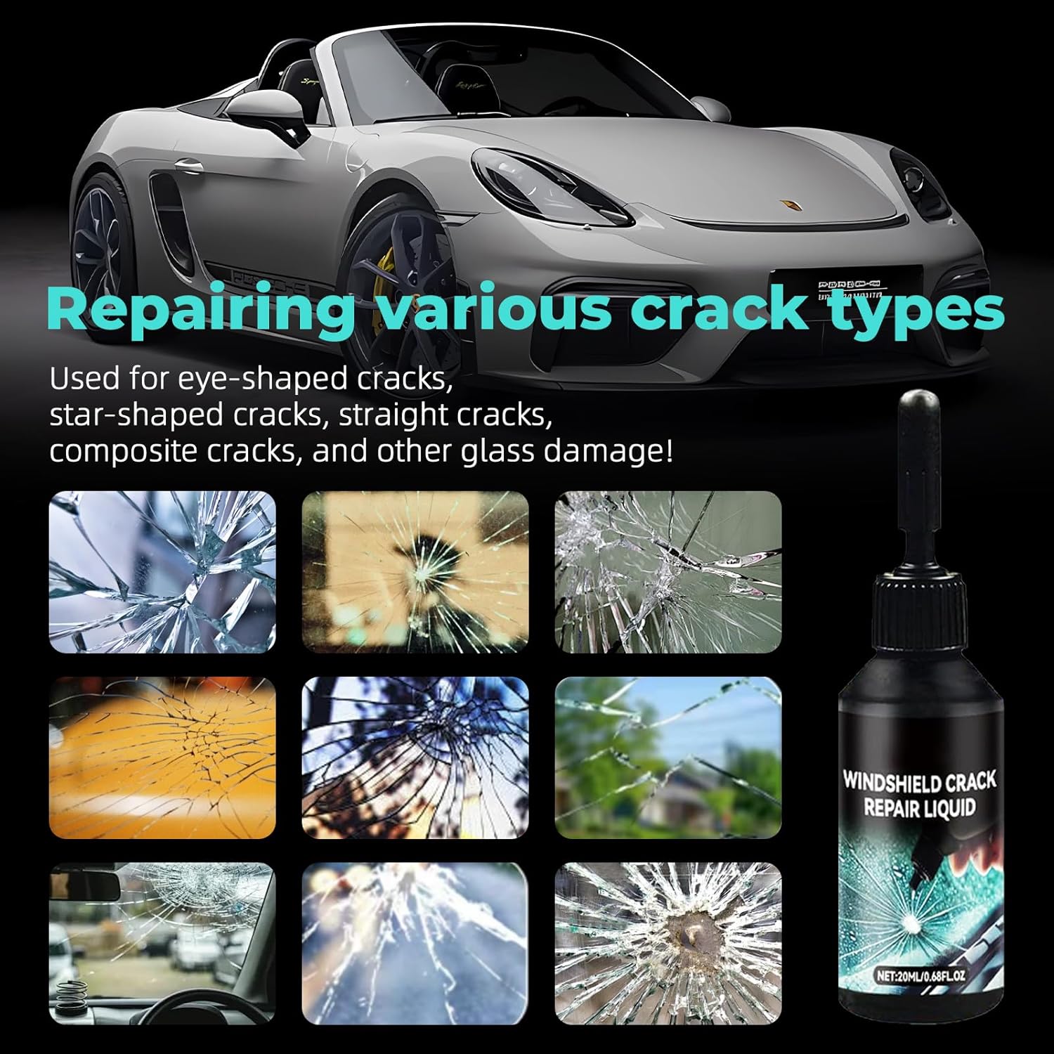 DEZEU 2026 windshield crack repair kit with 2 upgraded bottles for glass repair and crack fixing on vehicle windshields