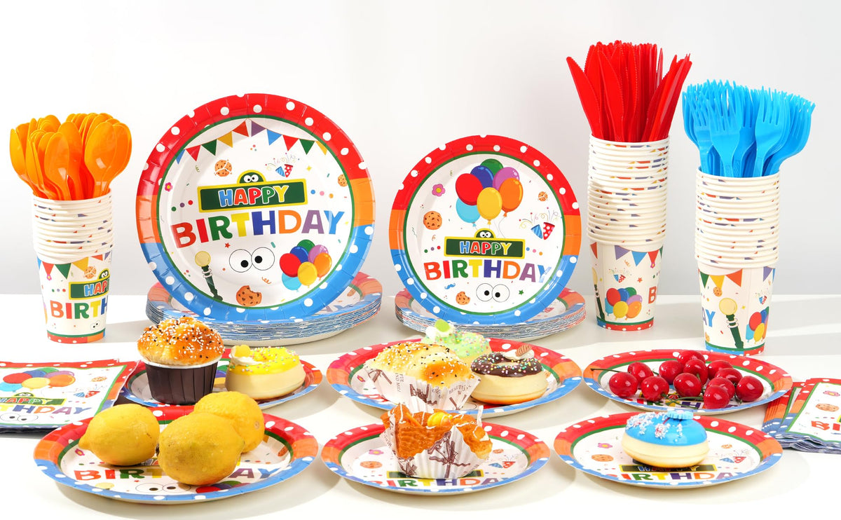 168PCS Party Supplies Cute Theme Birthday Decorations Serve - Galameow Official Imagery - 6