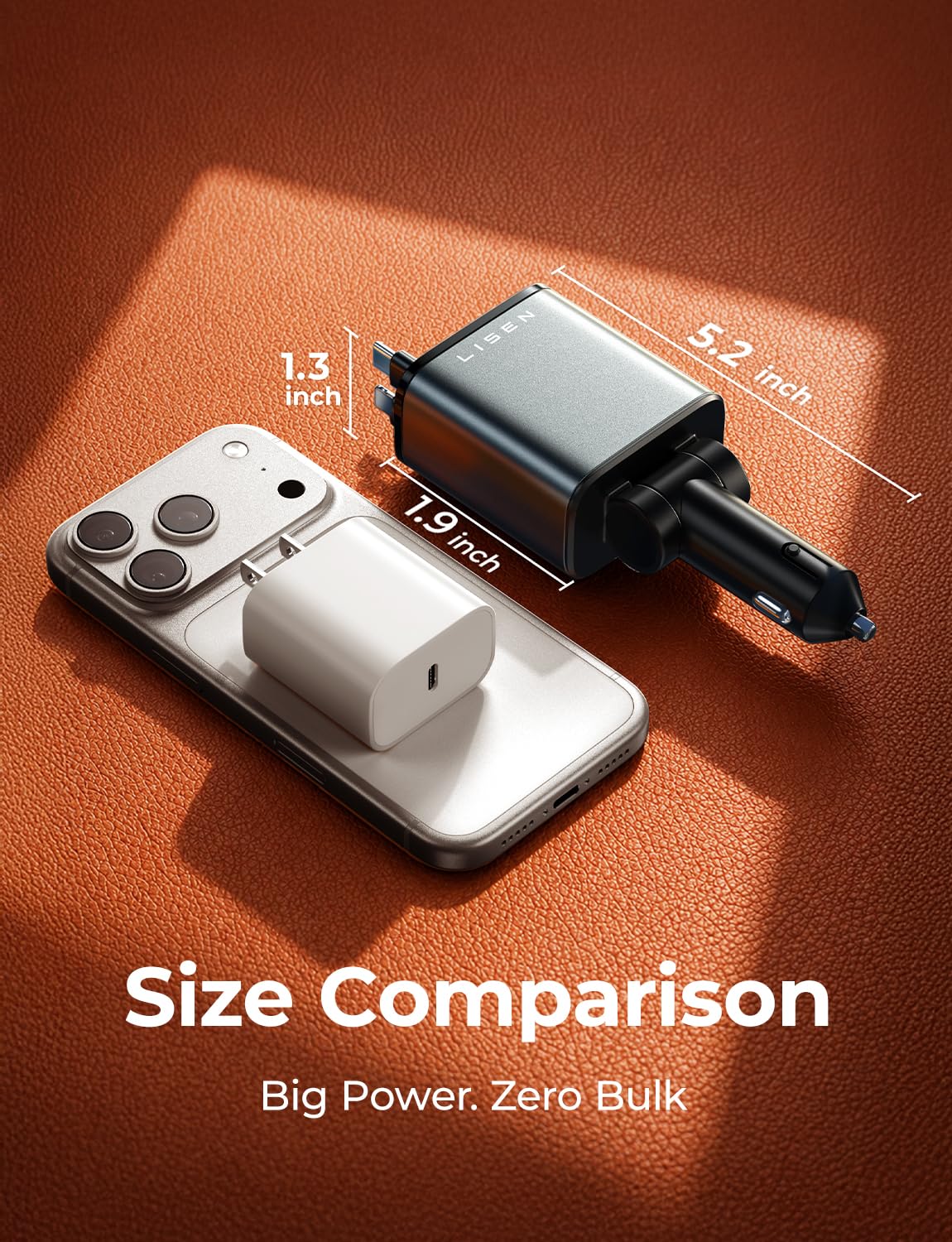 LISEN Retractable Car Charger, 84W Car Charger USB C Fast Charge, 4 in 1 - LISEN Official Product View 9