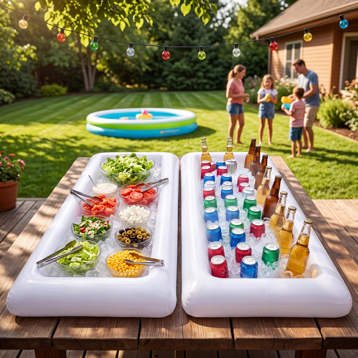 3PCS Inflatable Serving Trays Salad Ice Bar Food Drink - Moon Boat Official Imagery - 6