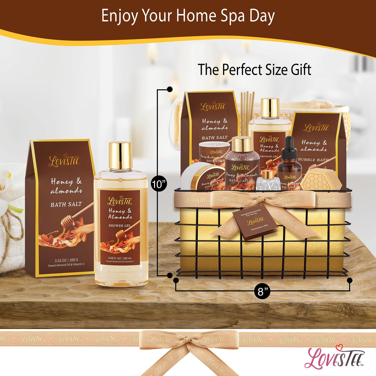 Christmas Spa Gift Baskets For Women Honey Almond Bath and - LOVESTEE Official Imagery - 7