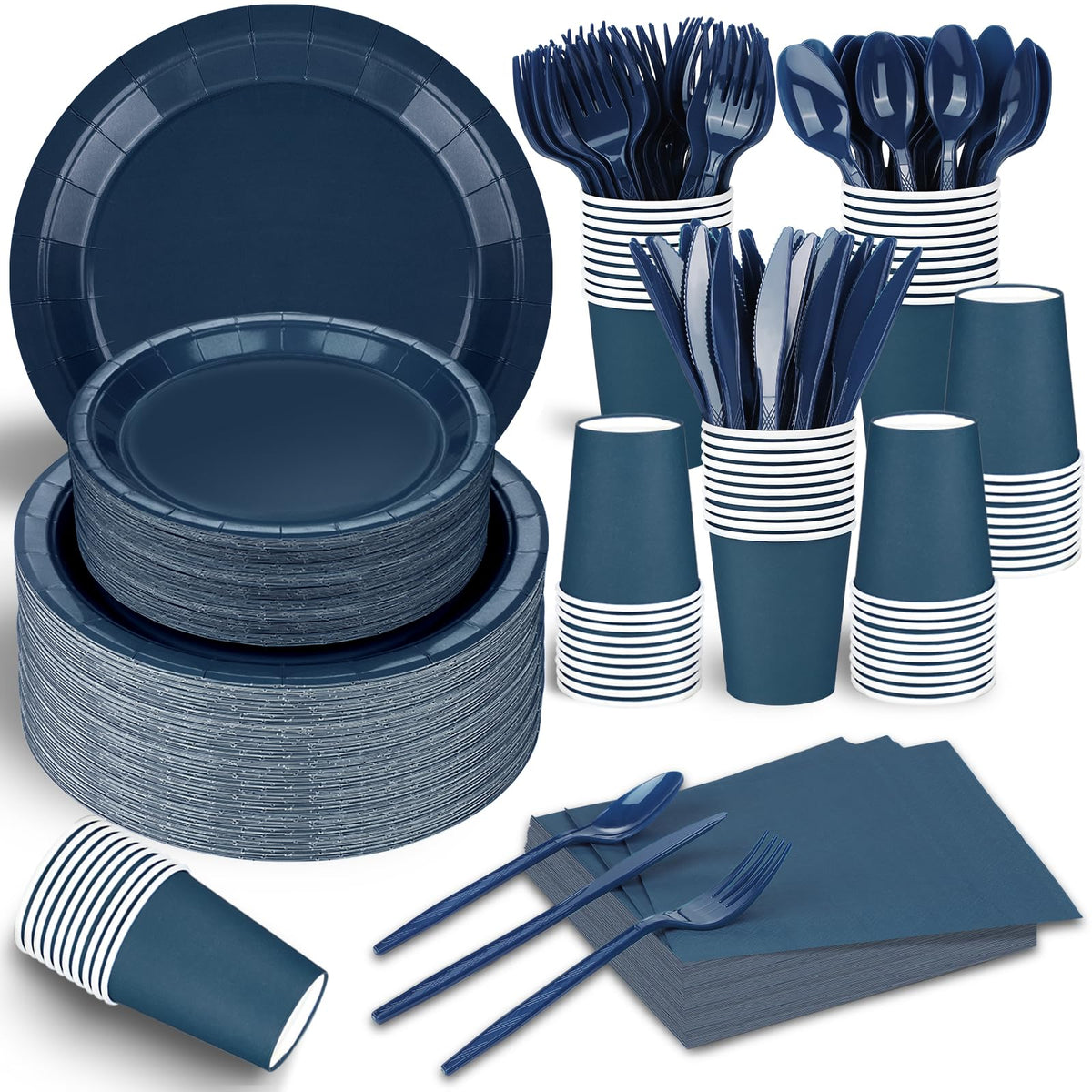 228PCS Navy Blue Party Supplies Set for 30 Guests Paper - TWOWYHI Official Imagery - 1
