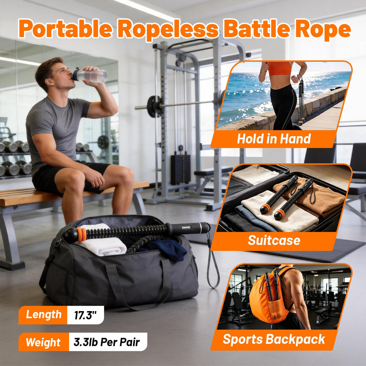 Ropeless Battle Ropes with Adjustable Weight Unisex for Home - Hexplany Official Imagery - 8