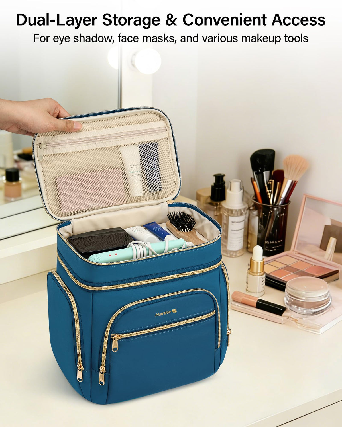 Hanke Large Toiletry Bag for Women Travel Double Layer - Hanke Official Imagery - 7