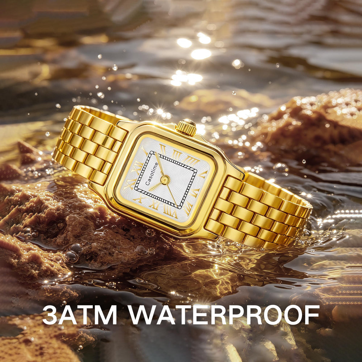 Gold Watches for Women Vintage Rectangular Dainty Jewelry - Casotime Official Imagery - 8
