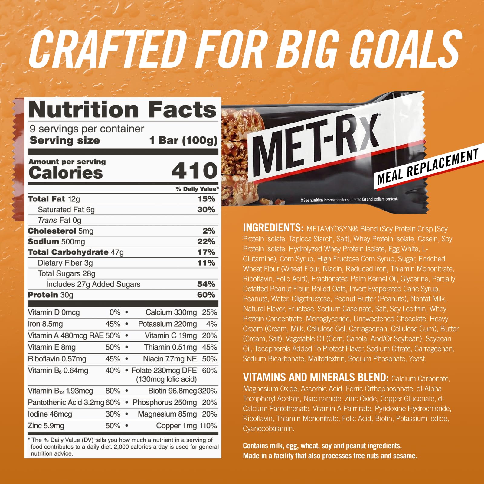 MET-Rx Big 100 Protein Bars, Peanut Butter Pretzel, 30g Protein, - MET-Rx Official Product View 3