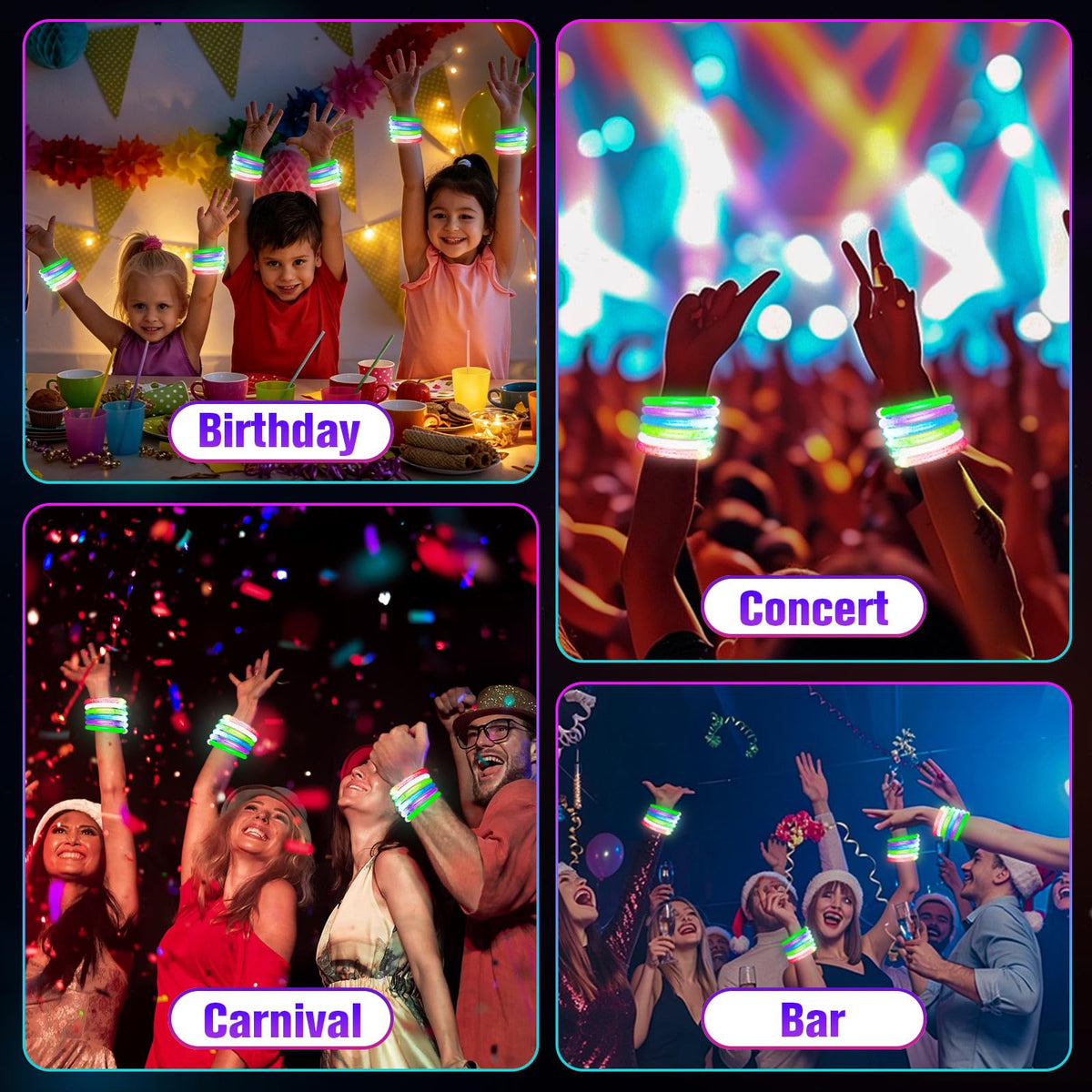 120PCS LED Light up Bracelets Glow in the Dark Party - PrimorixDD Official Imagery - 3