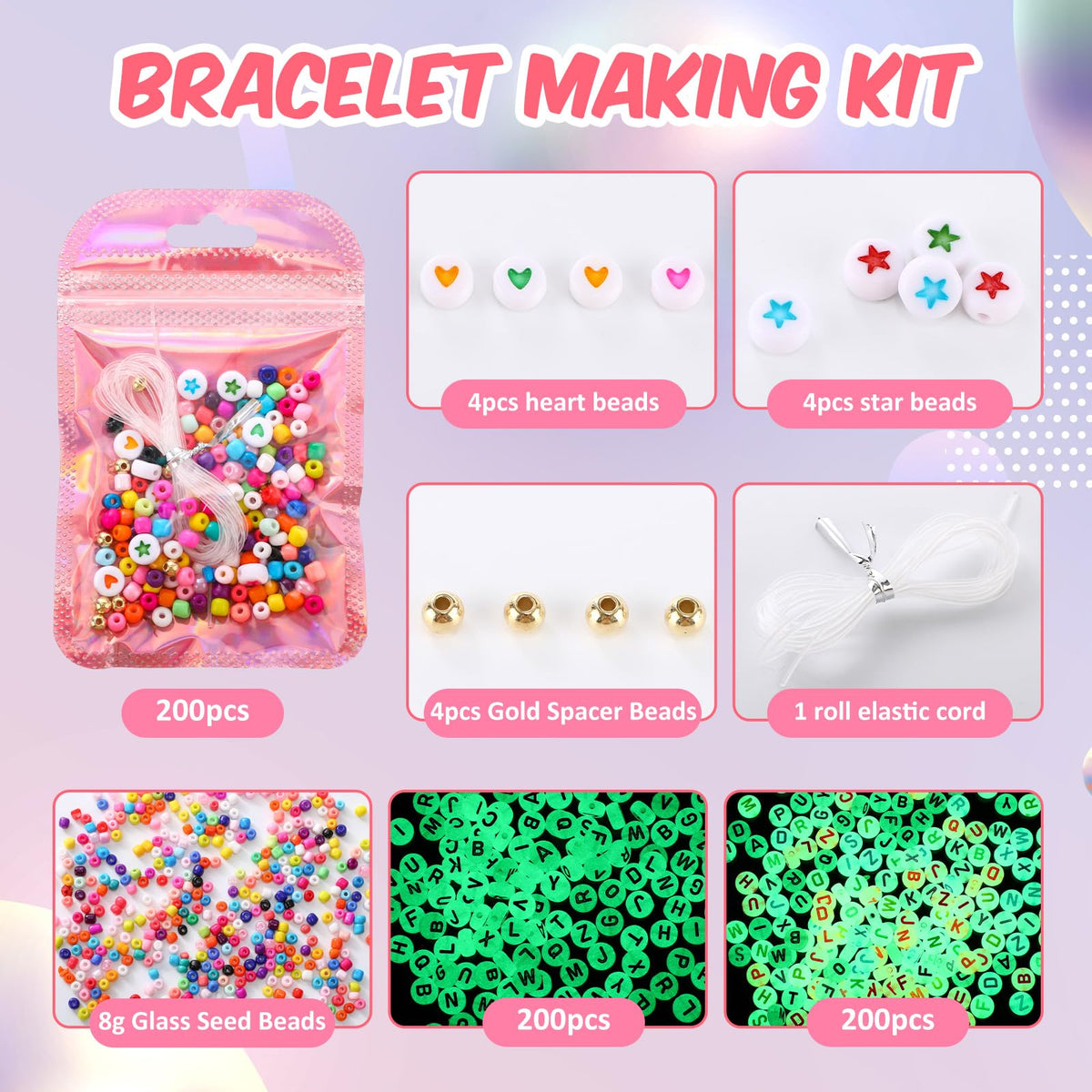 Kenning 24 Set Friendship Bracelet Making Kit Glow in The - Kenning Official Imagery - 3