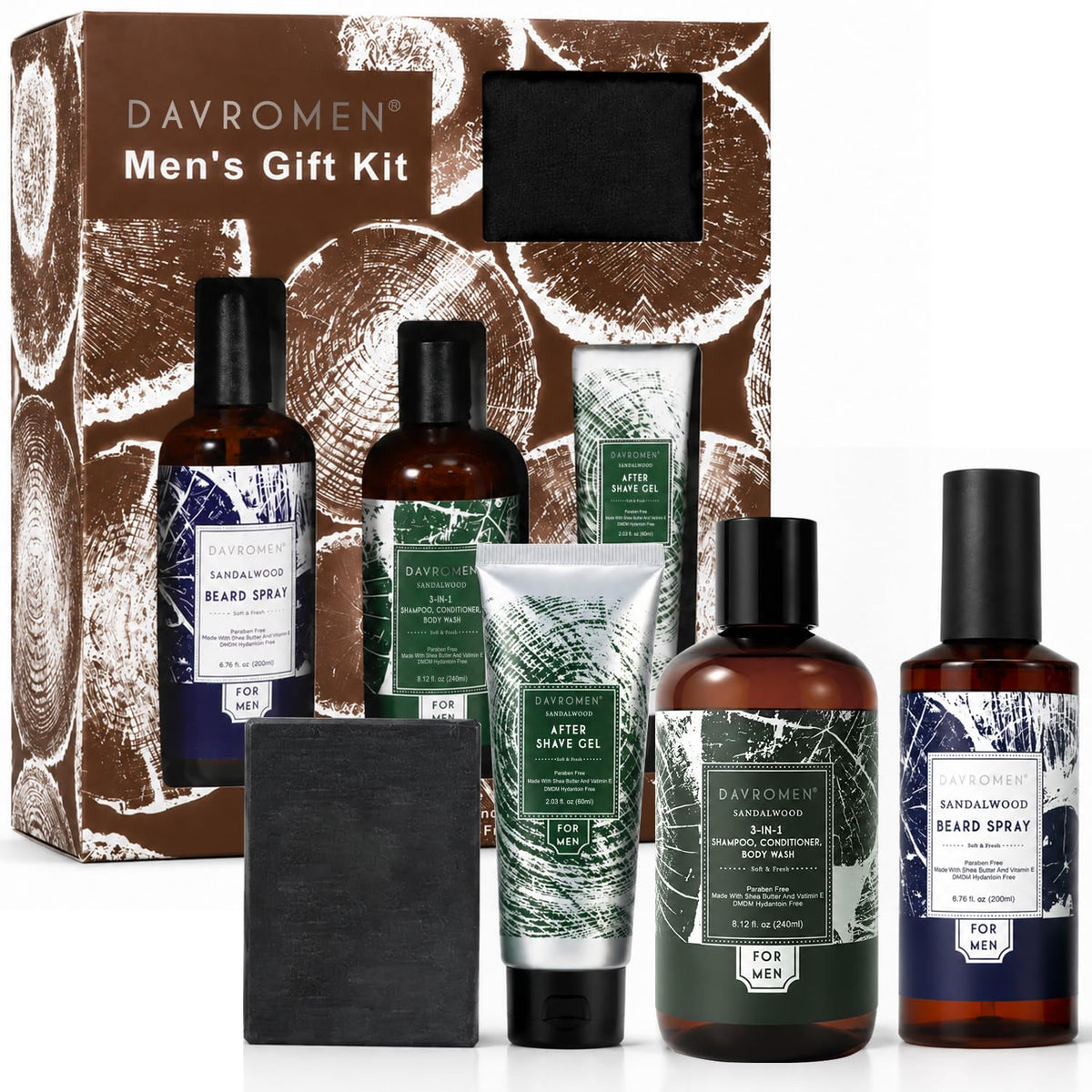 Men s Sandalwood Grooming Gift Kit 3 in 1 Hair Body Wash - Davromen Official Imagery - 2