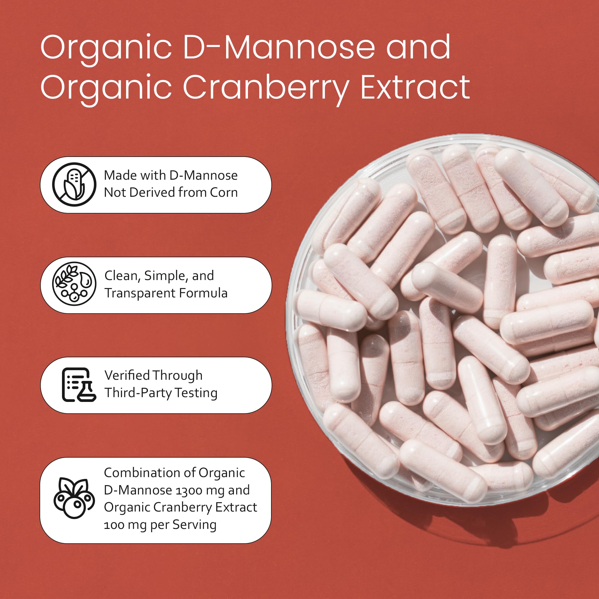 NaturaLife Labs D-Mannose 1300mg + Cranberry 100 Caps
