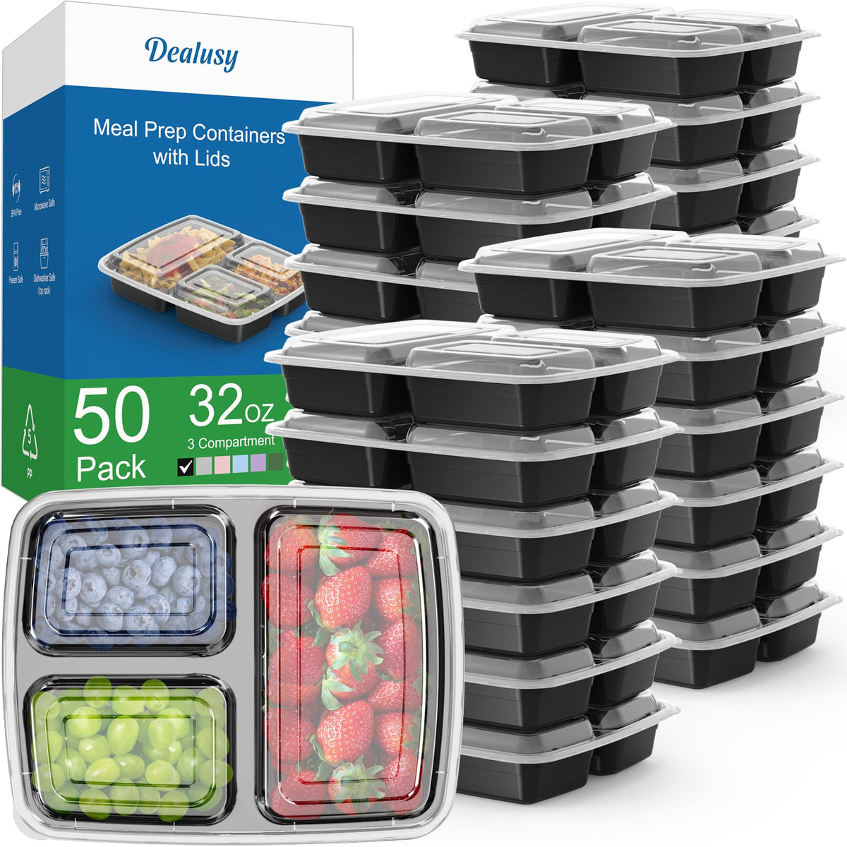 Dealusy 50 Pack 32 oz Meal Prep Containers with Lids 3 - Dealusy Official Imagery - 1