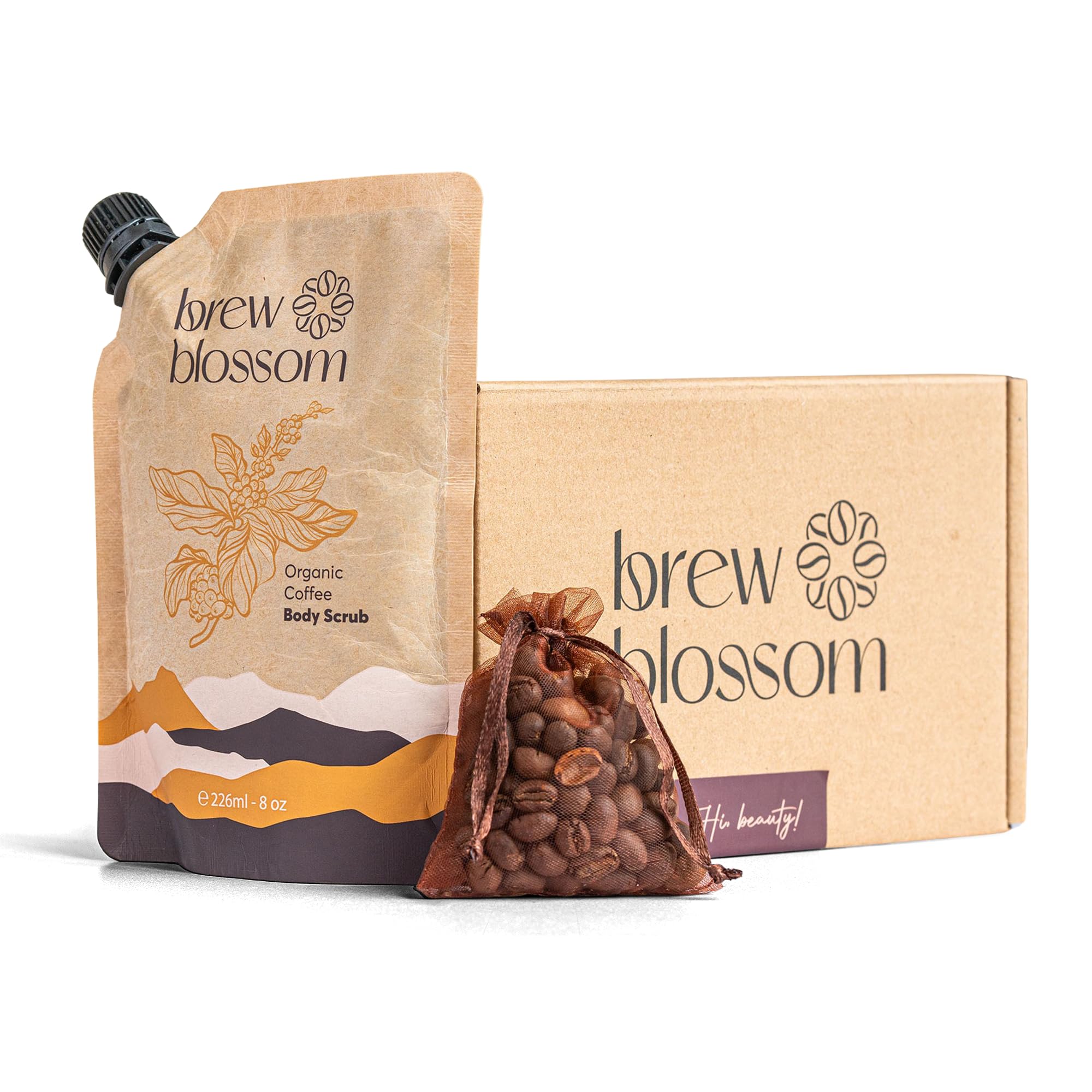 Brewblossom Organic Robusta Coffee Body Scrub with Coconut Oil & Shea Butter - - Brewblossom Official Product View 2