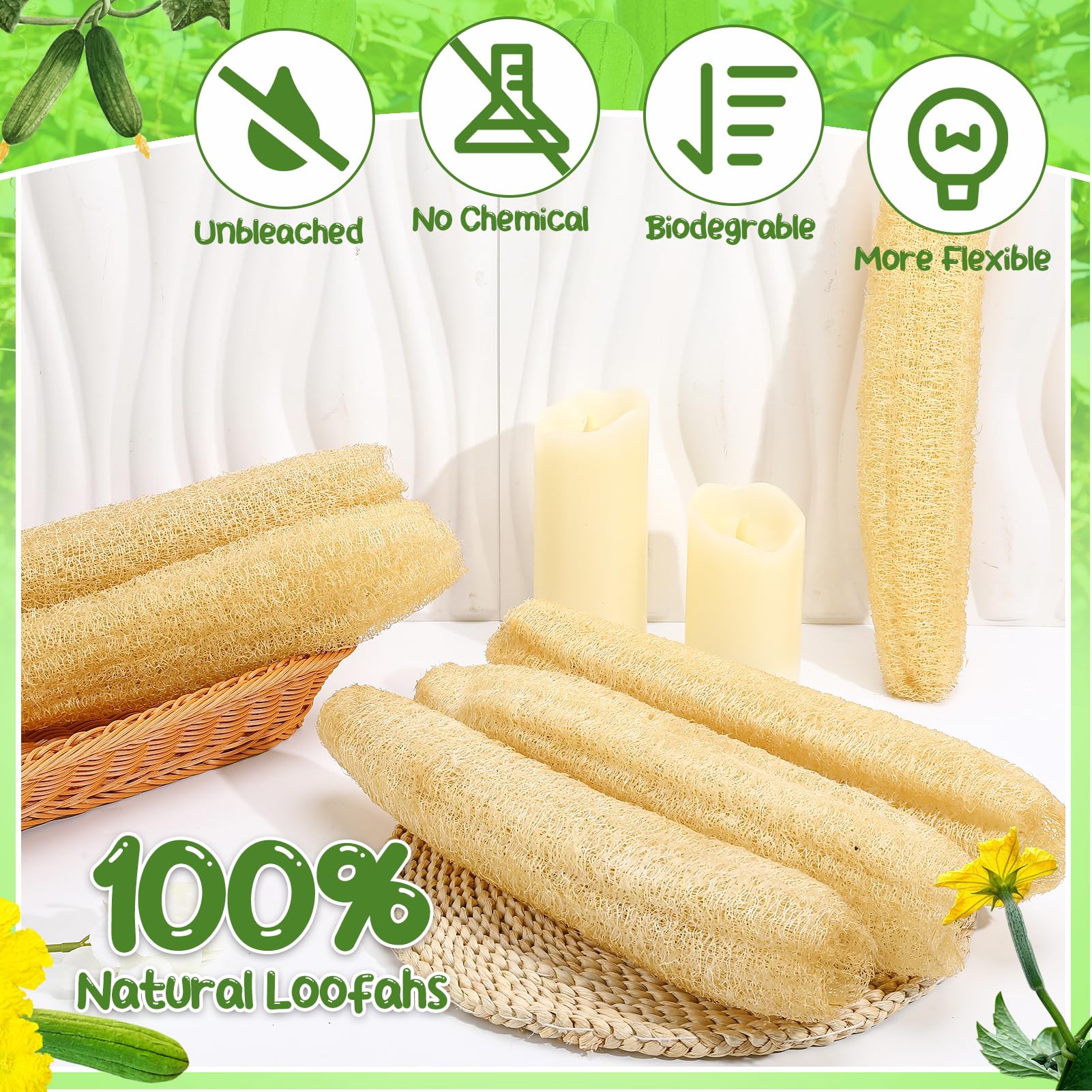 ZhouBoat Natural Loofah Sponge 13.8 - 15.7 Inches Women - ZhouBoat Official Product View 2