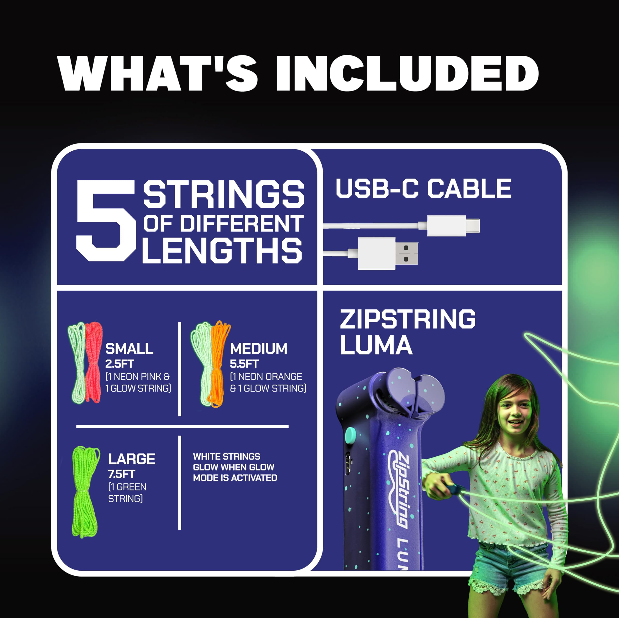 ZipString Luma Glow-in-The-Dark String Toy by ZipString - Angle View 7