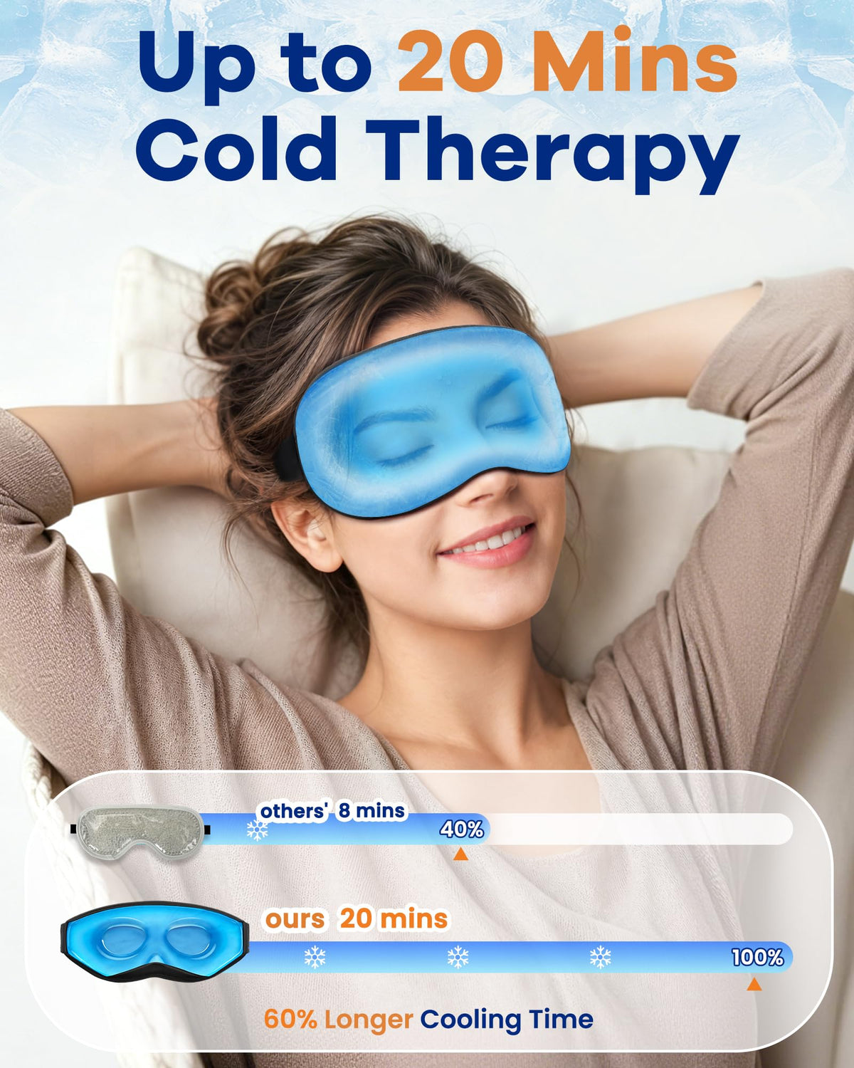 3D Contoured Cooling Eye Mask for Puffy Eyes Migraines - BeeVines Official Imagery - 4