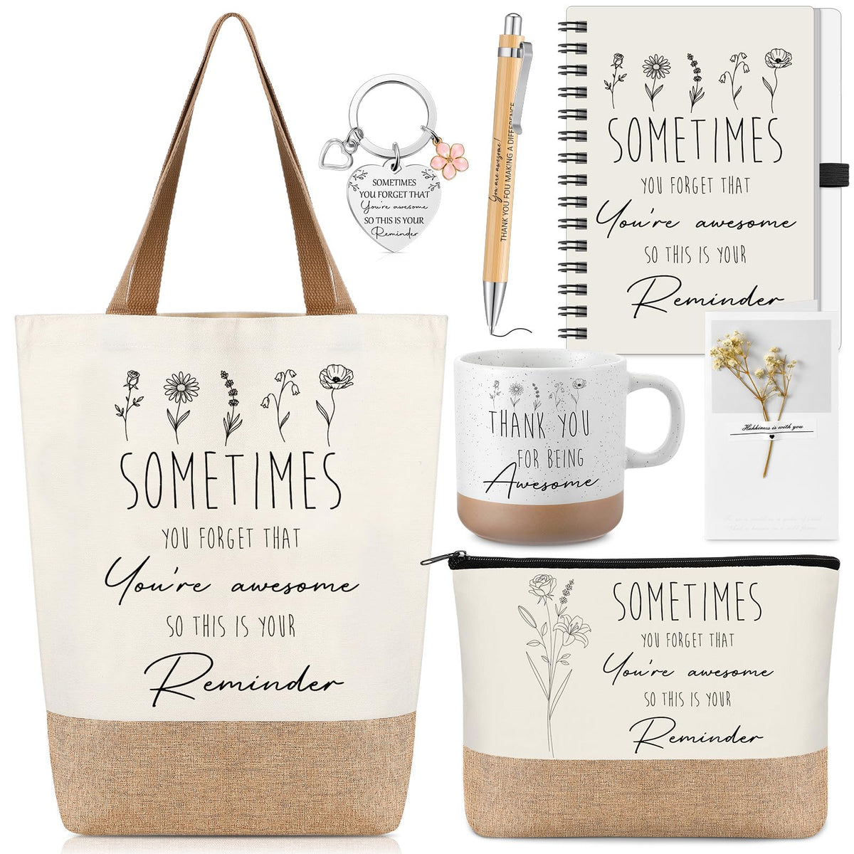 Suclain 7 Pcs Thank You Gifts Awesome Keychain Notebook Mug - Suclain Official Imagery - 1