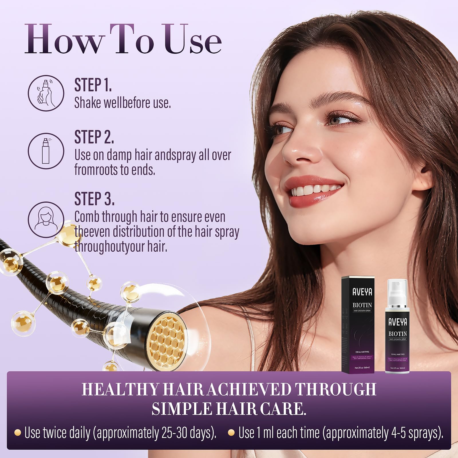 AVEYA Hair Growth Spray, infused with Rosemary Oil,rice water,Batana Oil&Biotin - AVEYA Official Product View 6