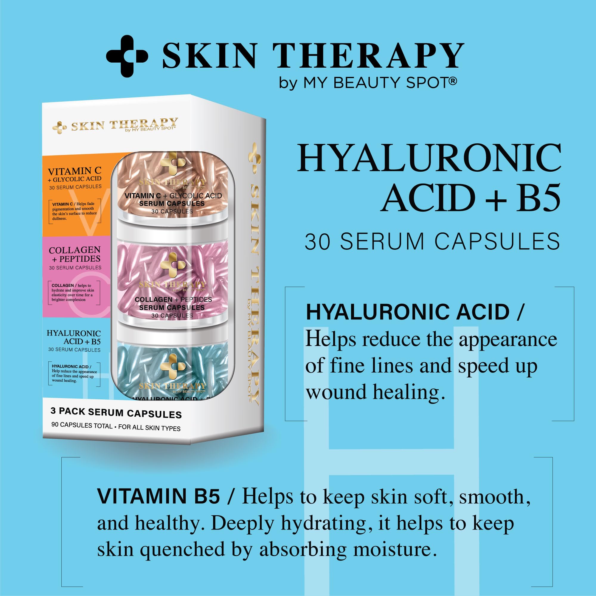 Facial Serum Capsules 3 Pack 90pcs Vitamin C Serum Hylunaric - My Beauty Spot Official Product Imagery - 5