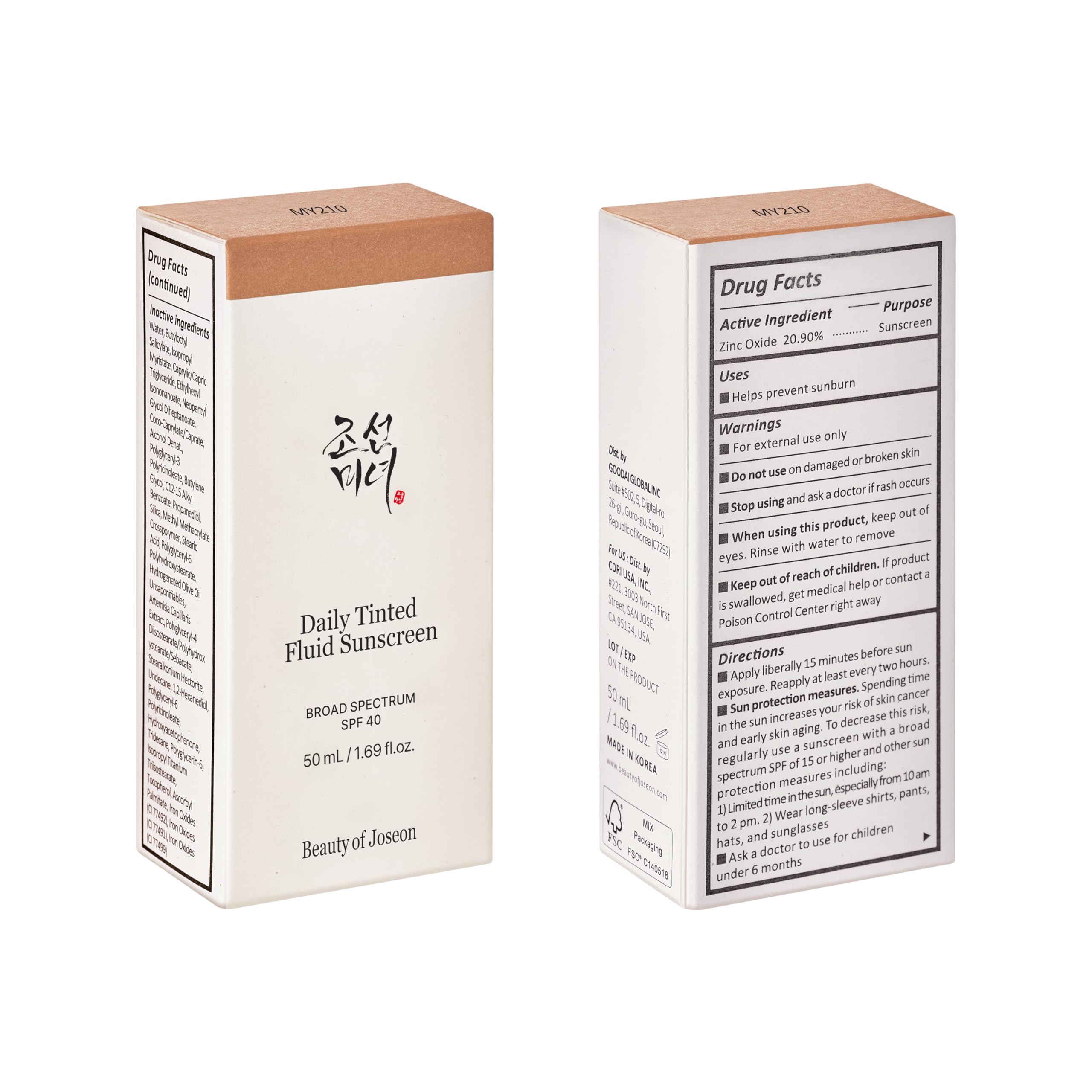 Beauty of Joseon Daily Tinted Fluid Sunscreen 12 Shades for Face - Beauty of Joseon