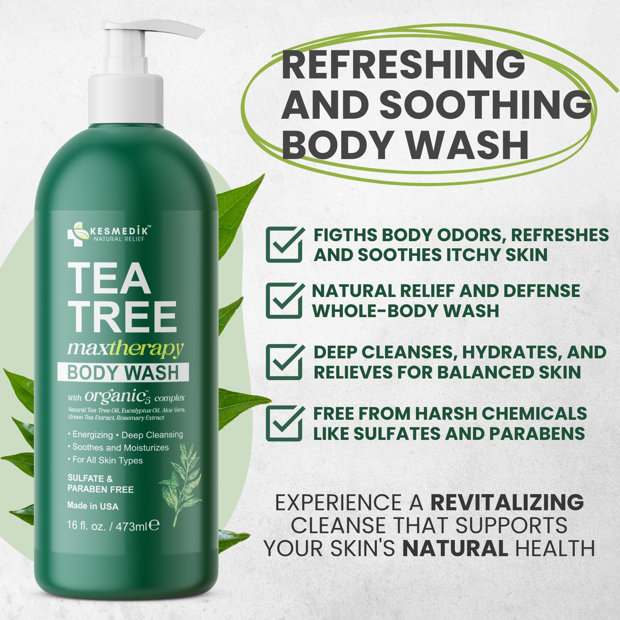 KESMEDIK Tea Tree Body Wash MaxTherapy 2-Pack