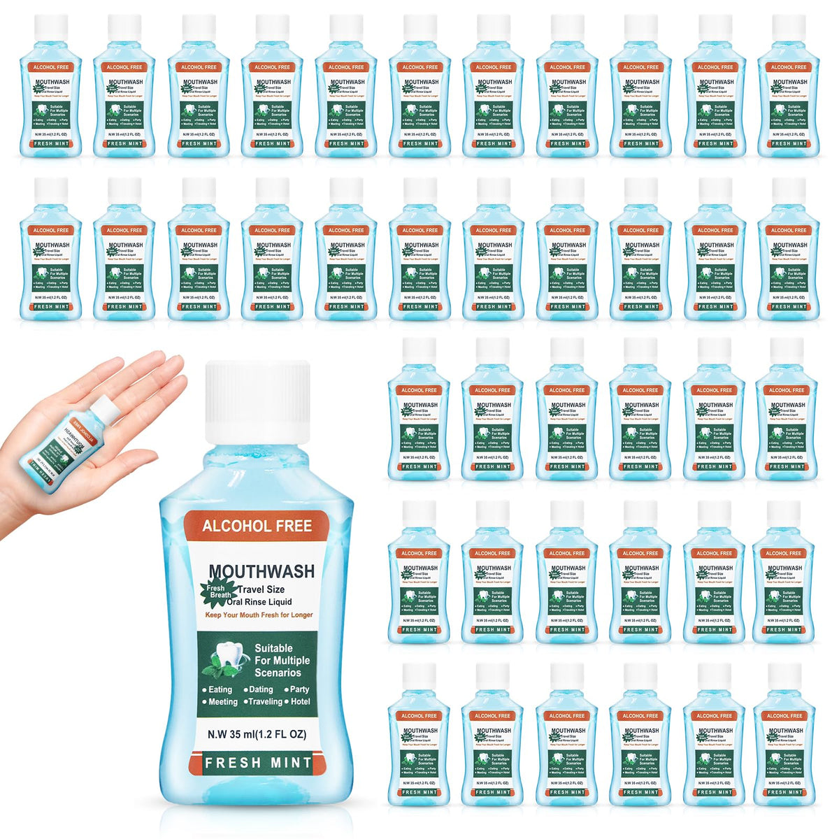 Mini Mouthwash Travel Size Bulk Pack of 50 Portable - Xuezoioy Official Imagery - 1