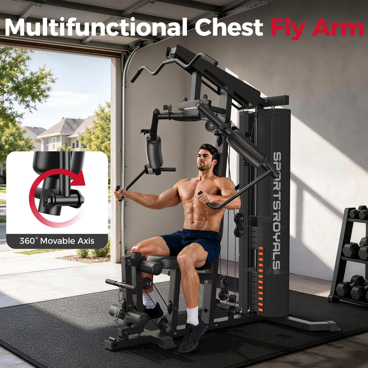 SPORTSROYALS Home Gym Multifunctional Workout Station with - Sportsroyals Official Imagery - 4