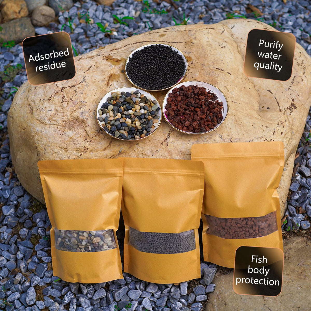 3 in 1 Low Maintenance Aquarium Filter Bio Media Volcanic - BERGFBV Official Imagery - 4