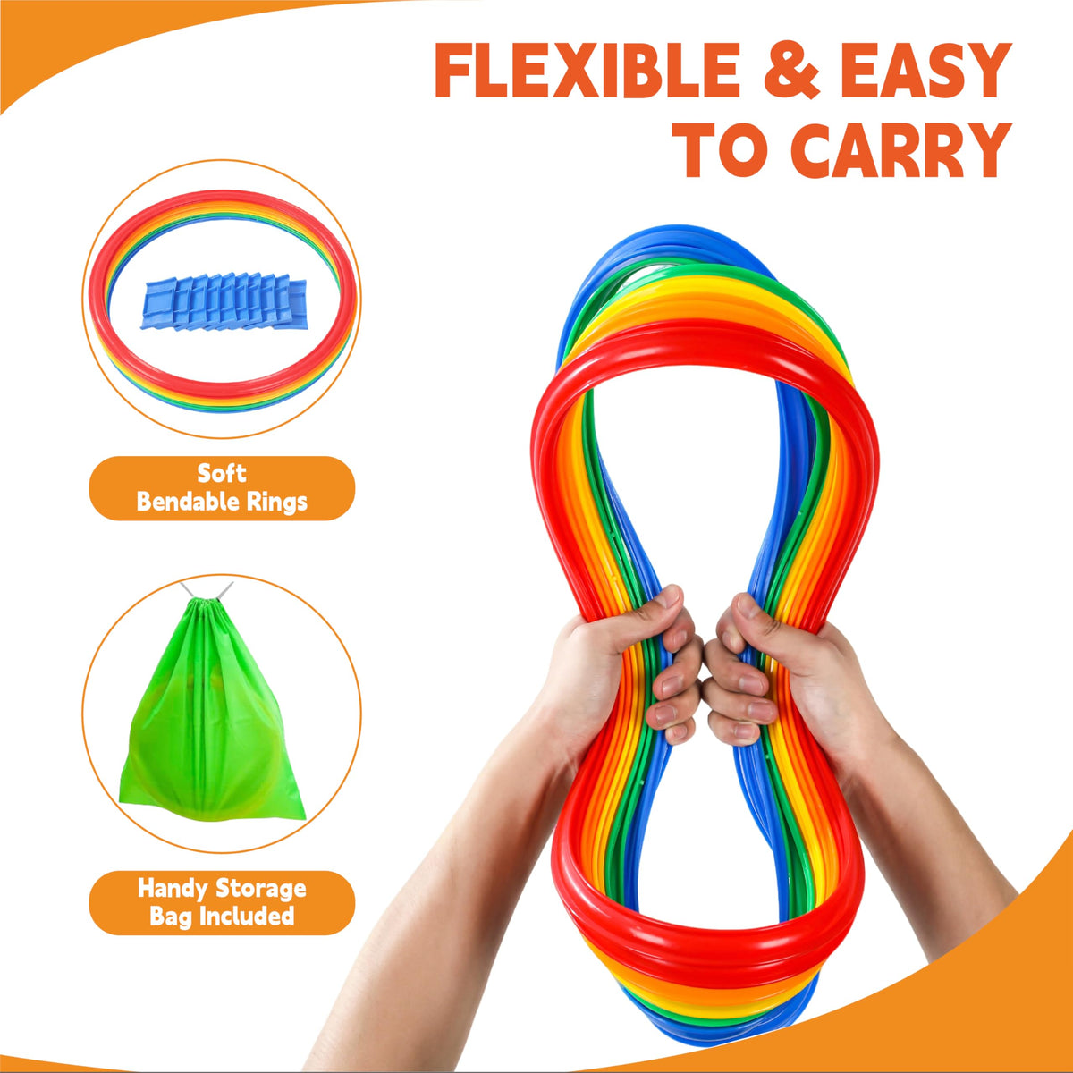 20Pcs 11 Hopscotch Rings Agility Rings for Kids Obstacle - Oranmew Official Imagery - 8