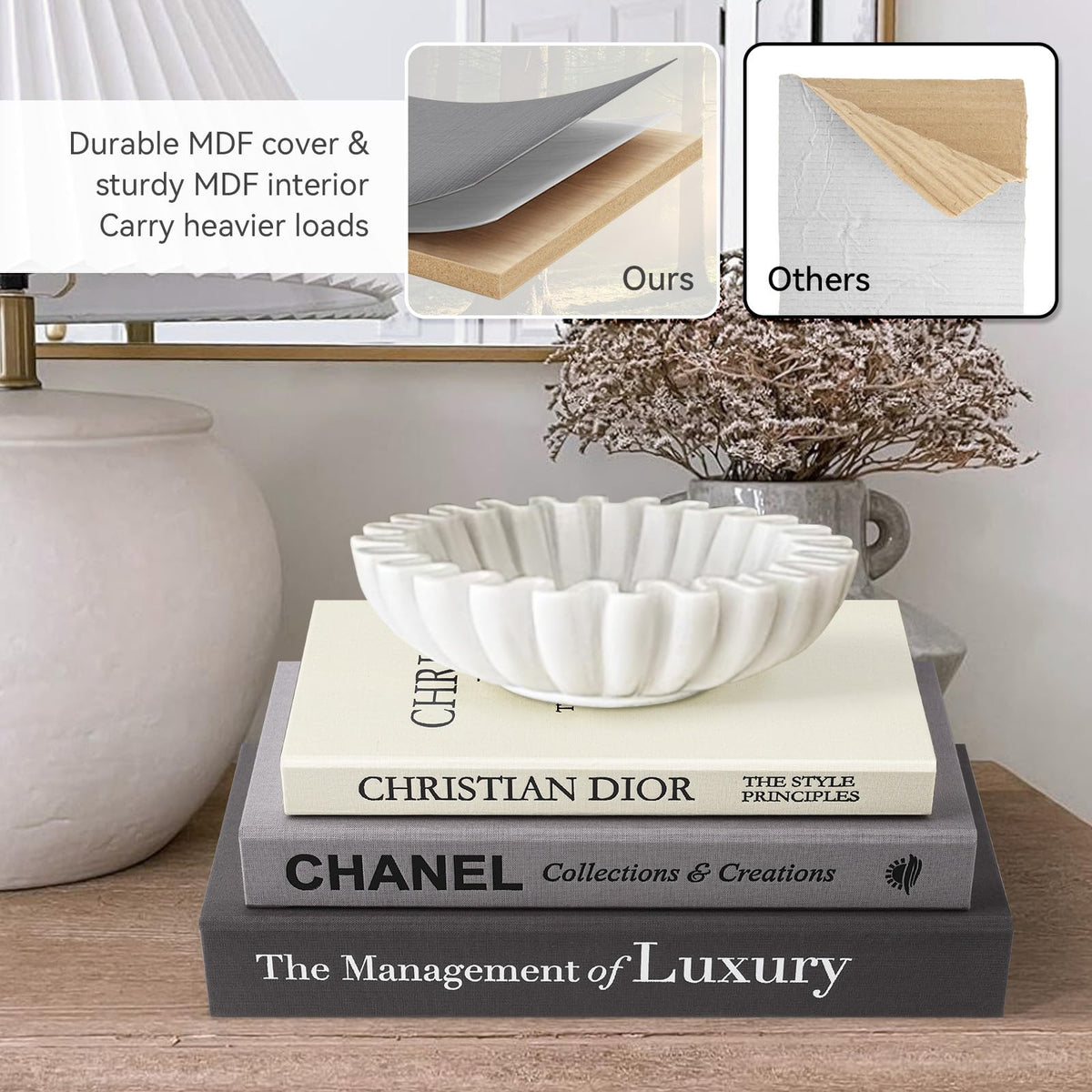 1DOT2 Decorative Books Set of 3 Black Gray Beige Luxury - 1DOT2 Official Imagery - 4