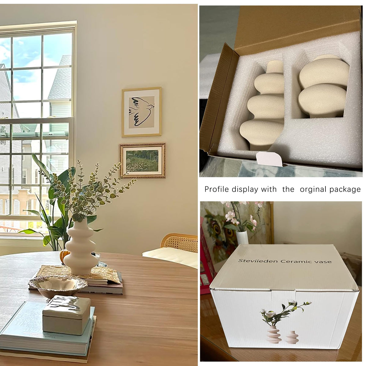 Ceramic Vases Set Boho Home Decor Vase Off White Set of 2 - Steviieden Official Imagery - 7