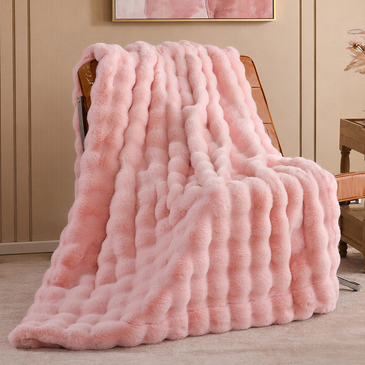 Faux Rabbit Fur Throw for Couch - Smoofy Official Imagery - 1
