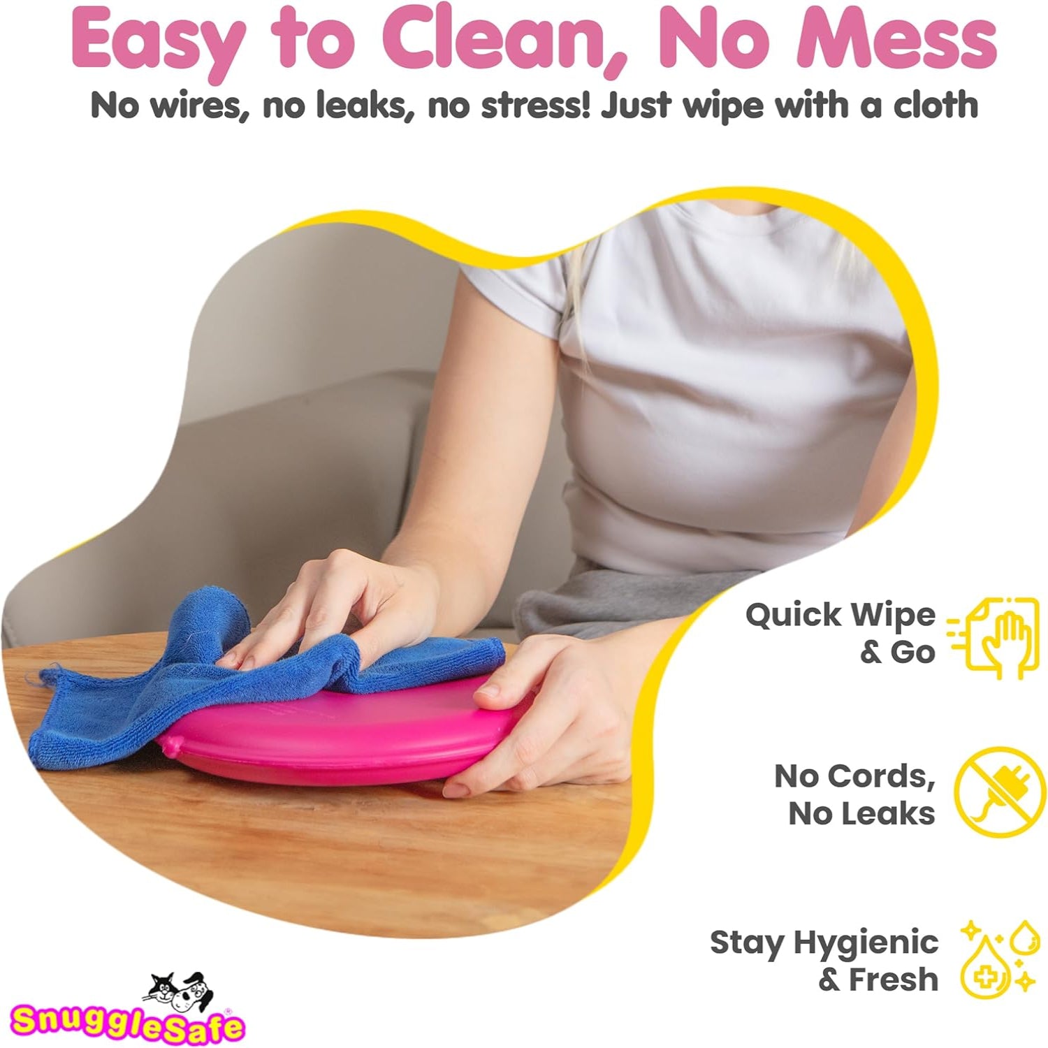 SnuggleSafe microwave heat pad for pets, chew-proof, with a soft, round design and a heating cover, designed for pet comfort.