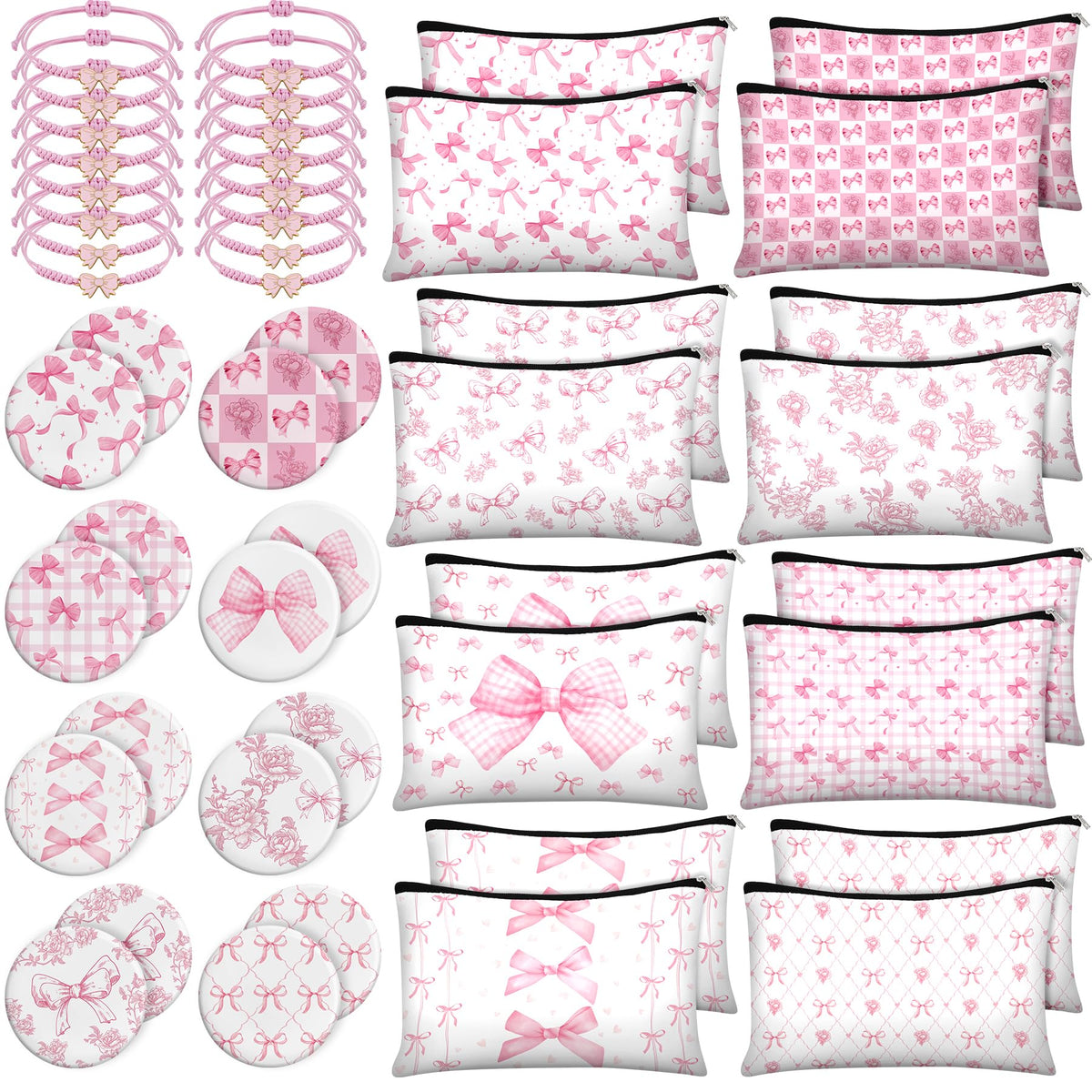 16 Set Pink Coquette Bow Party Favors for Women Bow Canvas - Stuffygreenus Official Imagery - 1