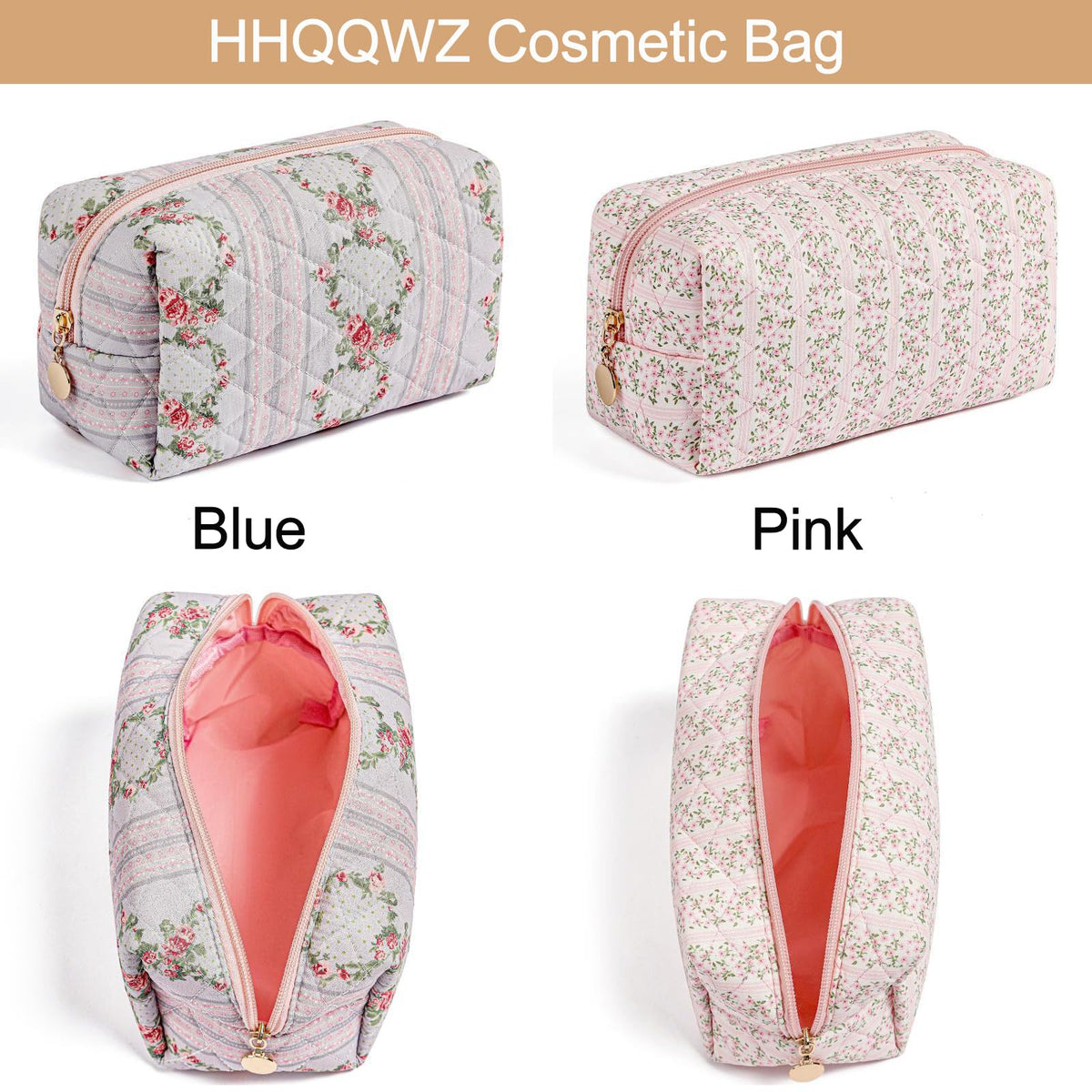 Makeup Bag Travel Cosmetic Bag for Women Girls Zipper Make - HHQQWZ Official Product Imagery - 6