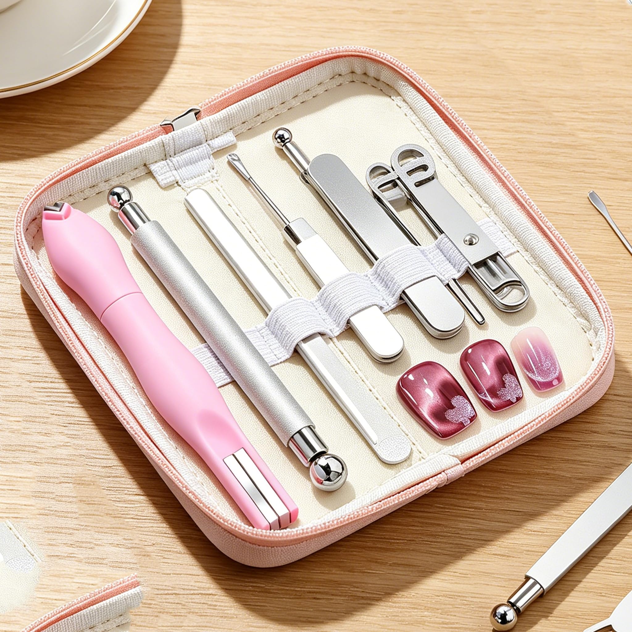 Yyksuip 4-piece cat eye nail magnet kit with dual-ended pen and bunny guides for 3D nail art and stunning gel polish designs