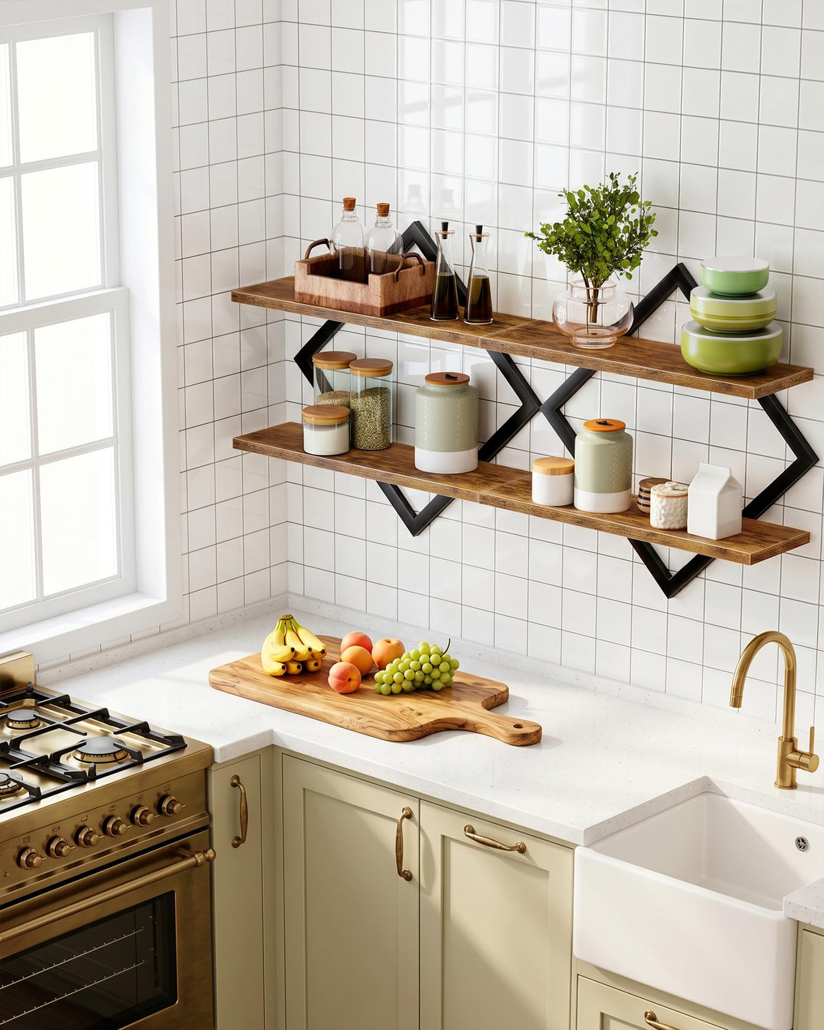Floating Shelves Set of 2 Wall Shelves 2 Tier Hanging - CHOEZON Official Imagery - 7